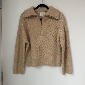 Abercrombie Beige CozySoft Zip-Up Sweater